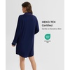 GYS Bamboo Viscose Nightgowns for Women, Long Sleeve Soft Sleepdress(Navy)