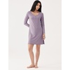 GYS Premium Bamboo Viscose Long Sleeve Nightgowns for Women(Violet)