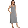 GYS Sleeveless Nightgowns for Women Bamboo Viscose Night Shirt with Pockets(Heather Grey)