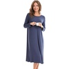 GYS Bamboo Viscose Long Sleeve Nightgowns for Women Silky Soft Sleep Shirt(Blue Ice)