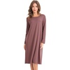 GYS Bamboo Viscose Long Sleeve Nightgowns for Women Silky Soft Sleep Shirt(Mauve)