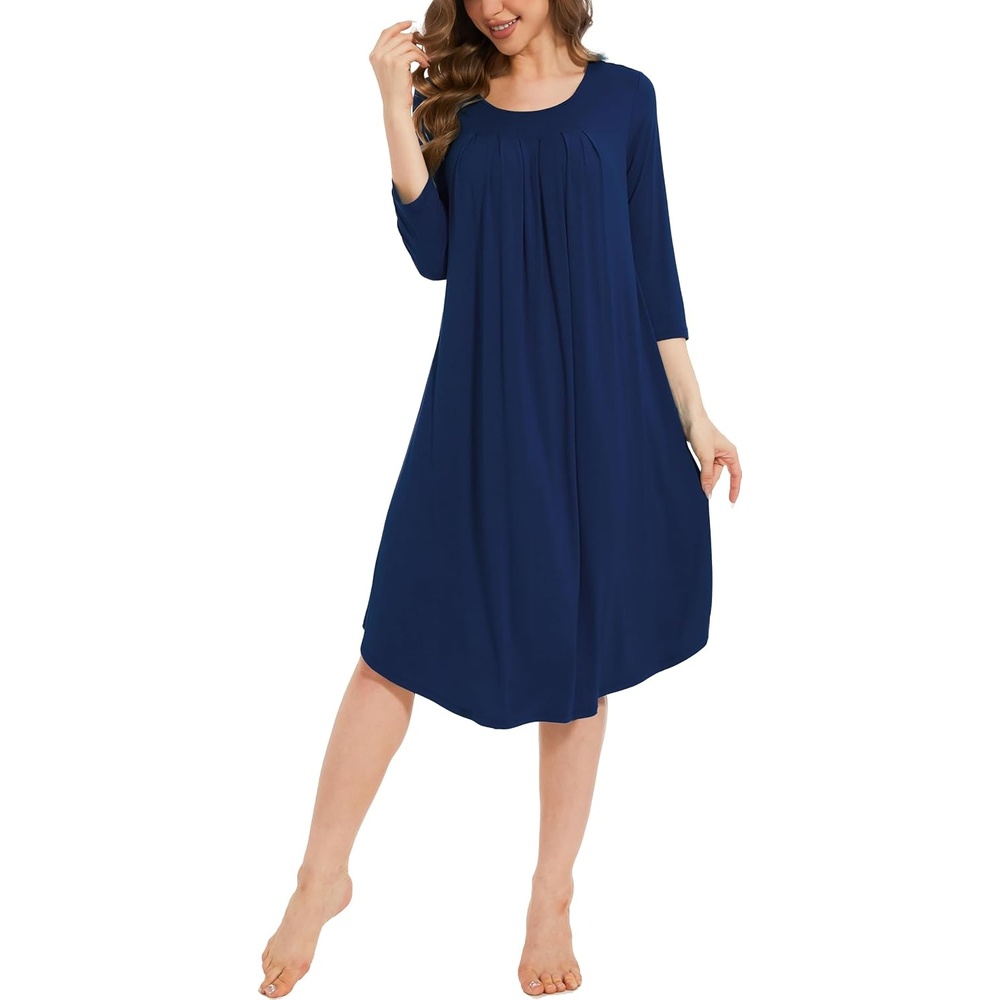 image:imageGYS Bamboo Viscose 34 Sleeve Nightgowns for WomenNavy