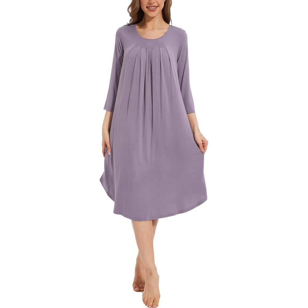 image:imageGYS Bamboo Viscose 34 Sleeve Nightgowns for WomenViolet