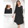 GYS Bamboo Viscose 3/4 Sleeve Nightgowns for Women(Black)