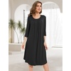 GYS Bamboo Viscose 3/4 Sleeve Nightgowns for Women(Black)