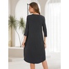 GYS Bamboo Viscose 3/4 Sleeve Nightgowns for Women(Charcoal)