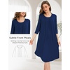 GYS Bamboo Viscose 3/4 Sleeve Nightgowns for Women(Navy)