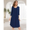 GYS Bamboo Viscose 3/4 Sleeve Nightgowns for Women(Navy)