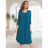 GYS Bamboo Viscose 3/4 Sleeve Nightgowns for Women(Teal Blue)