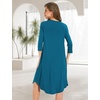 GYS Bamboo Viscose 3/4 Sleeve Nightgowns for Women(Teal Blue)