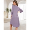 GYS Bamboo Viscose 3/4 Sleeve Nightgowns for Women(Violet)
