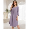 GYS Bamboo Viscose 3/4 Sleeve Nightgowns for Women(Violet)