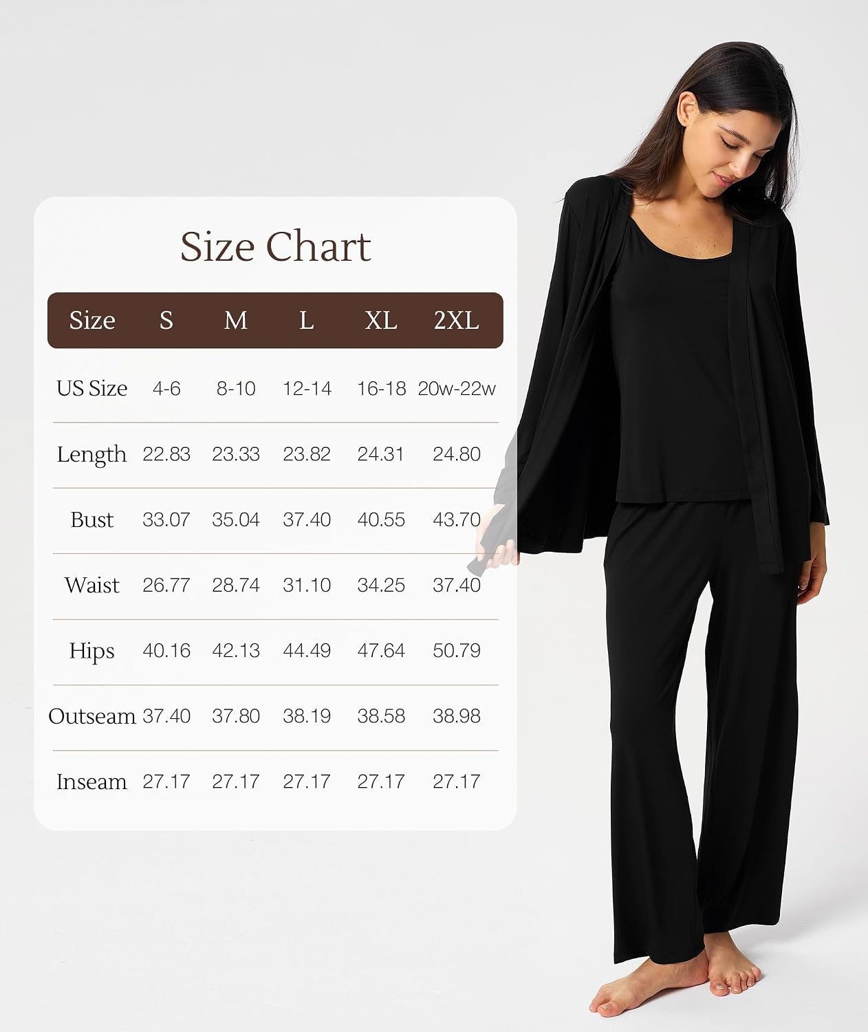 image:imageGYS 3 Piece Bamboo Viscose Pajamas for Women Set Butterysoft Sleepwear SetHeather Grey