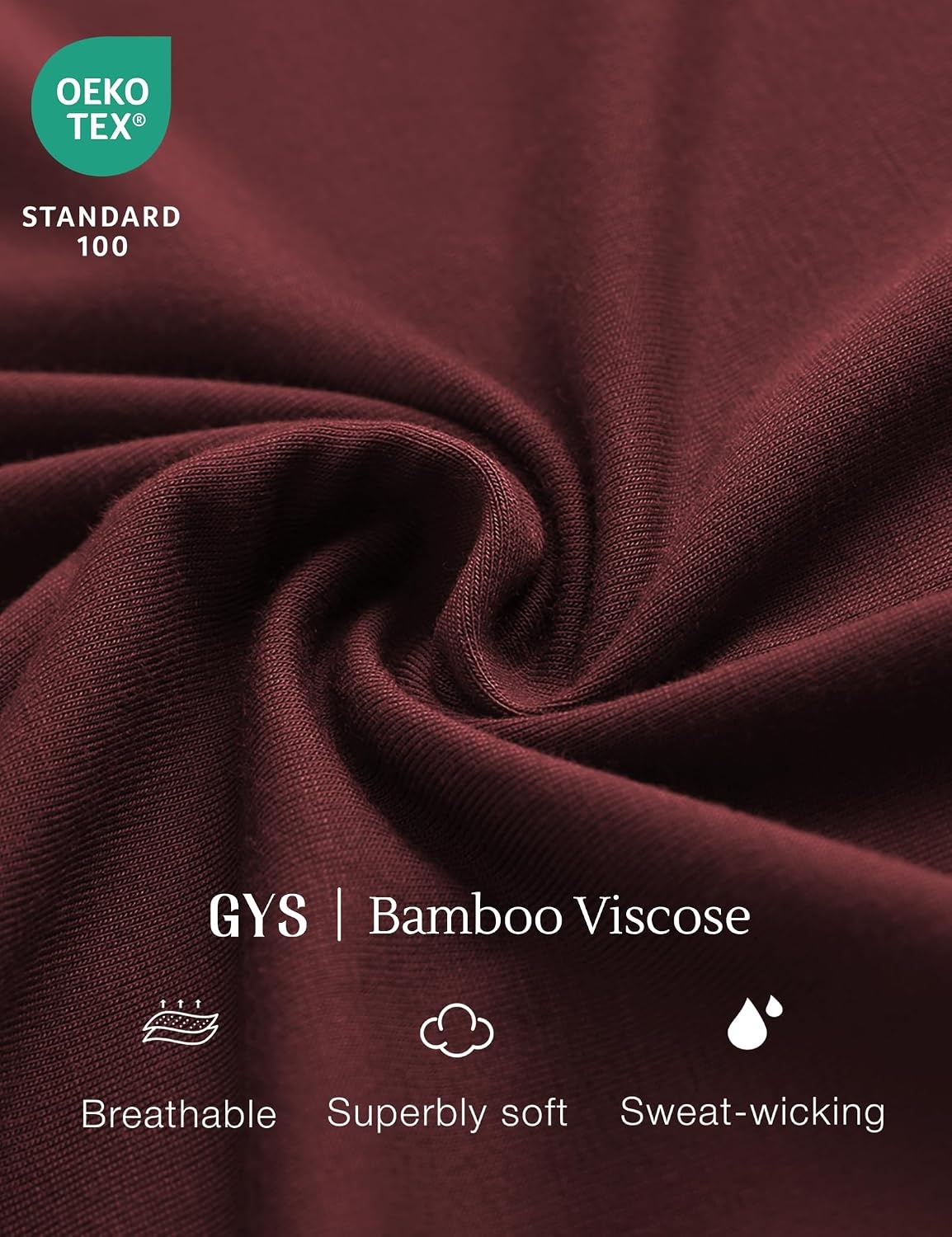 image:imageGYS Bamboo Viscose Mens Pajama Sets Soft Short Sleeve Loungewear SetsFicus Red