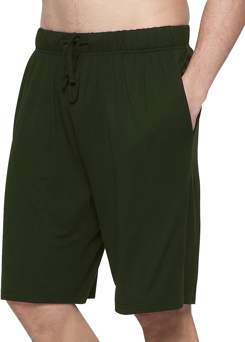 image:imageGYS Mens Bamboo Viscose Pajama Shorts Lightweight Summer Lounge ShortsArmy Green