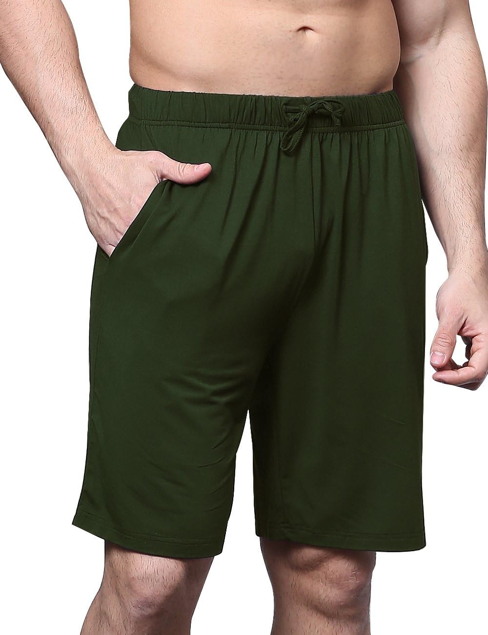 image:imageGYS Mens Bamboo Viscose Pajama Shorts Lightweight Summer Lounge ShortsArmy Green
