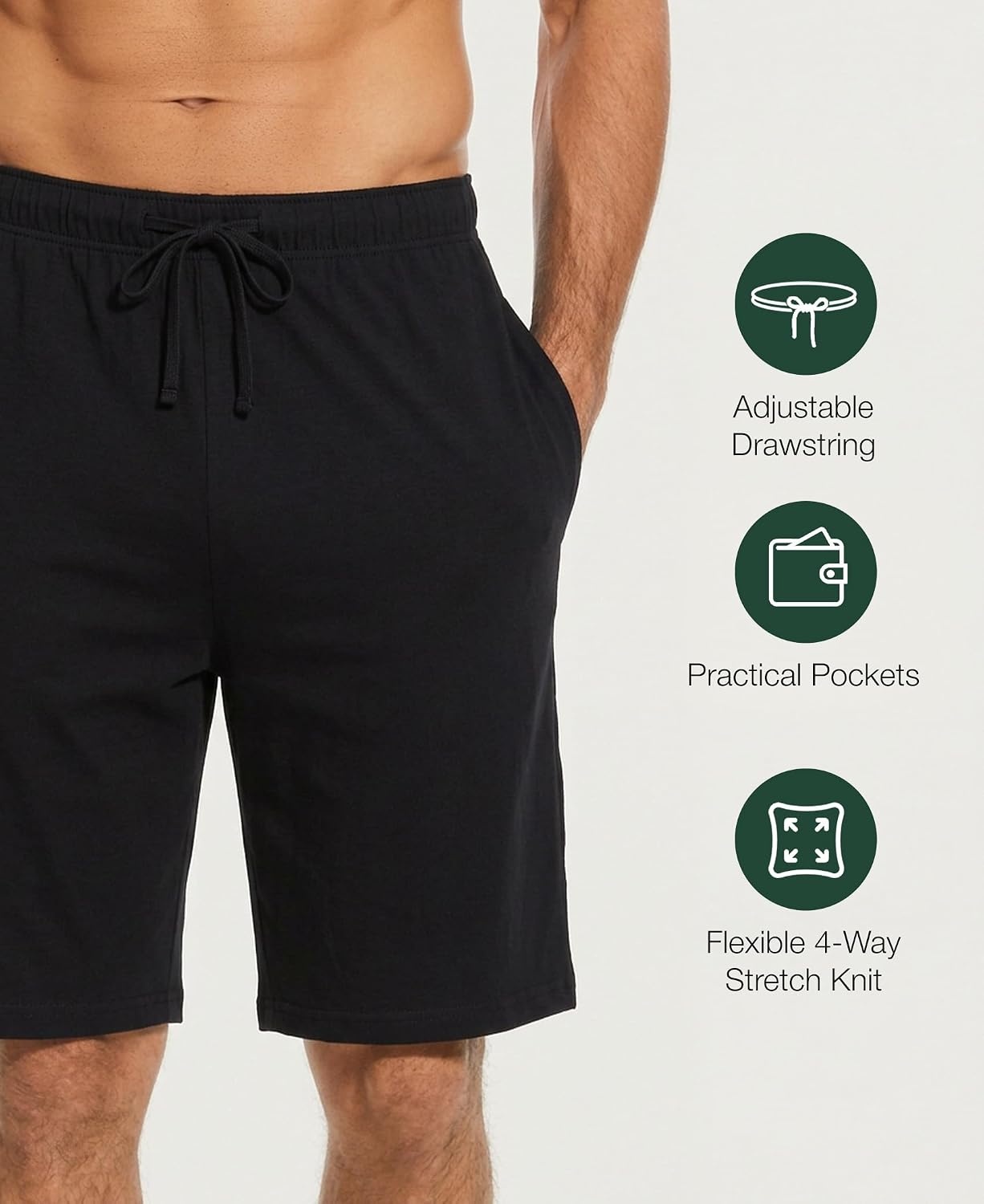 image:imageGYS Mens Bamboo Viscose Pajama Shorts Lightweight Summer Lounge ShortsBlack