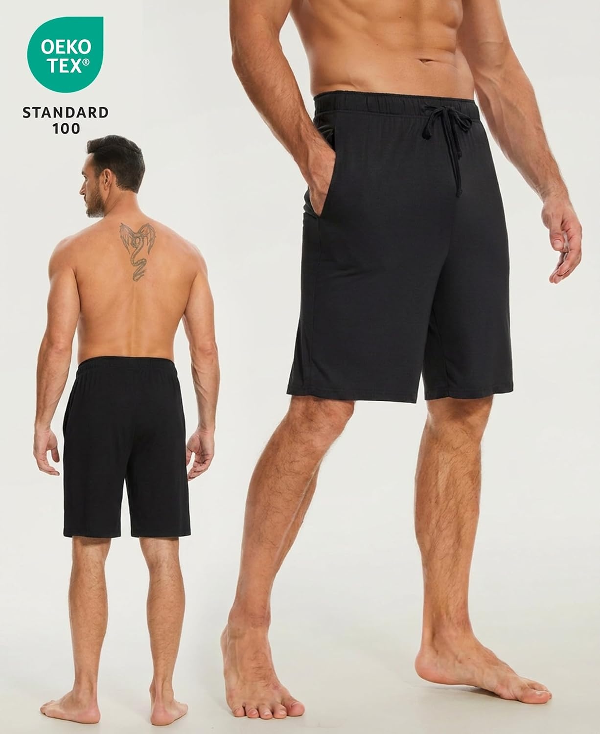 image:imageGYS Mens Bamboo Viscose Pajama Shorts Lightweight Summer Lounge ShortsBlack