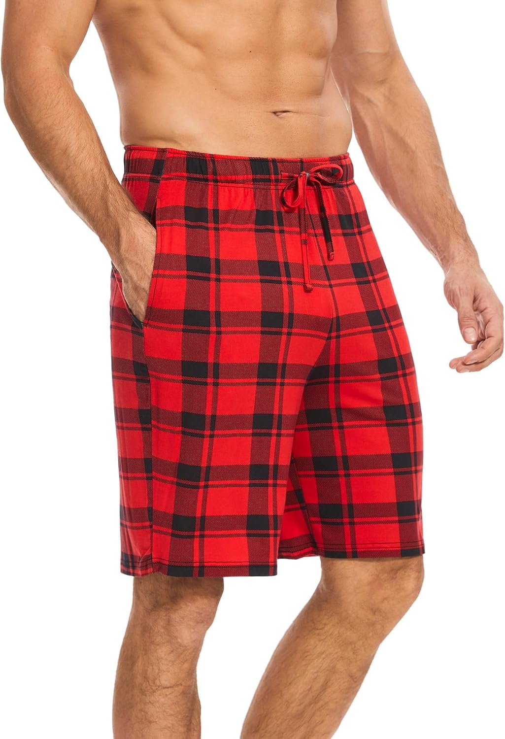 image:imageGYS Mens Bamboo Viscose Pajama Shorts Lightweight Summer Lounge ShortsBuffalo Plaid