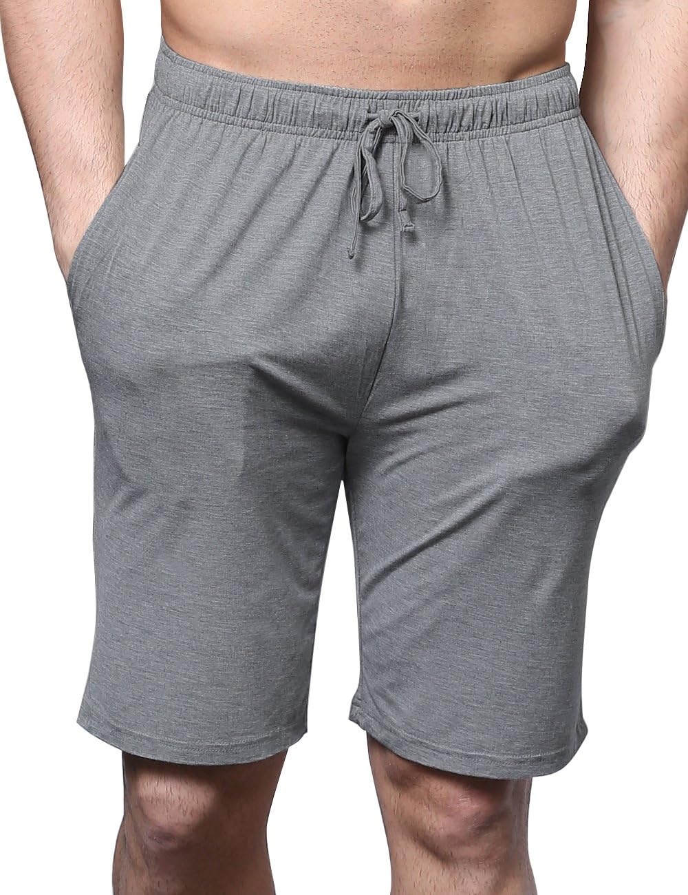 image:imageGYS Mens Bamboo Viscose Pajama Shorts Lightweight Summer Lounge ShortsHeather Grey