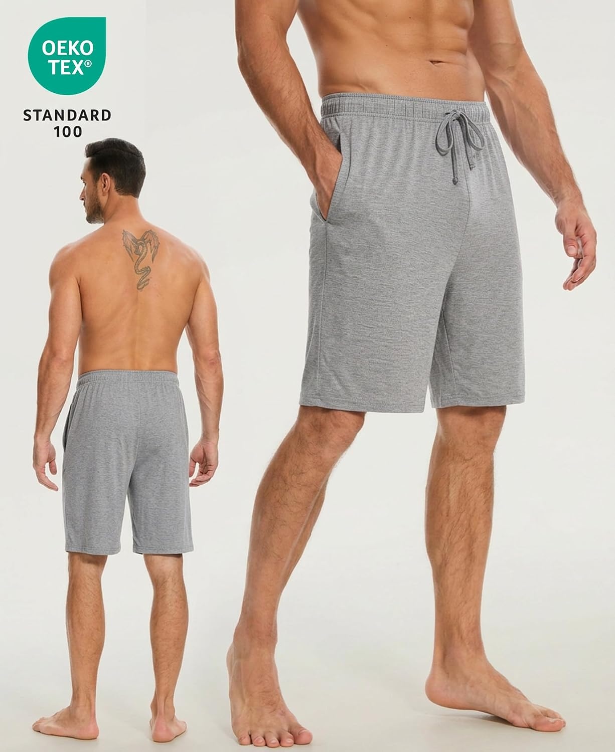 image:imageGYS Mens Bamboo Viscose Pajama Shorts Lightweight Summer Lounge ShortsHeather Grey
