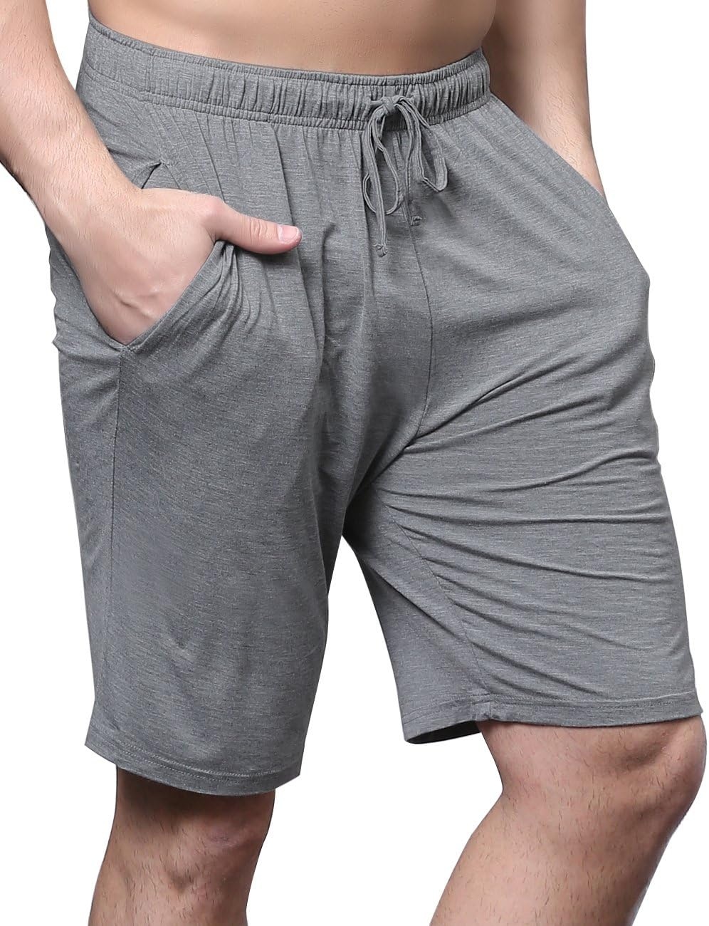 image:imageGYS Mens Bamboo Viscose Pajama Shorts Lightweight Summer Lounge ShortsHeather Grey