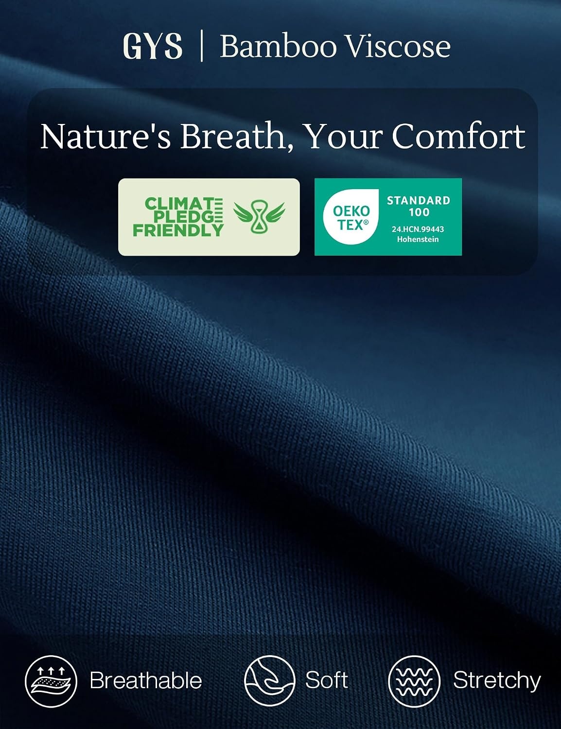 image:imageGYS Mens Bamboo Viscose Pajama Shorts Lightweight Summer Lounge ShortsInk Blue