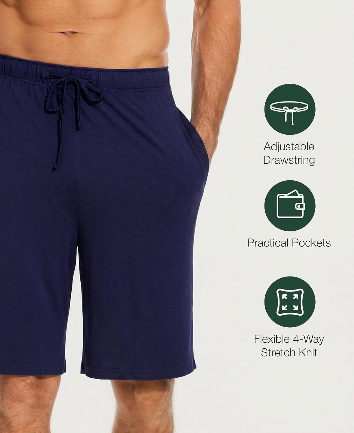 image:imageGYS Mens Bamboo Viscose Pajama Shorts Lightweight Summer Lounge ShortsNavy