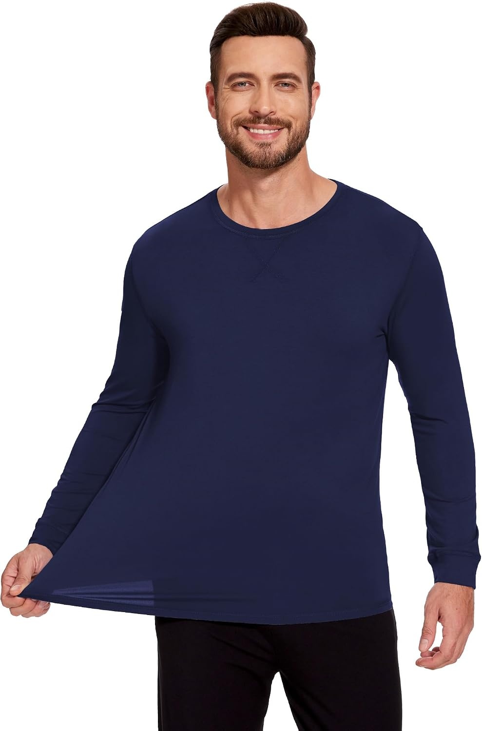 image:imageGYS Mens Long Sleeve Pajama Shirt Bamboo Viscose Sleep TopsNavy