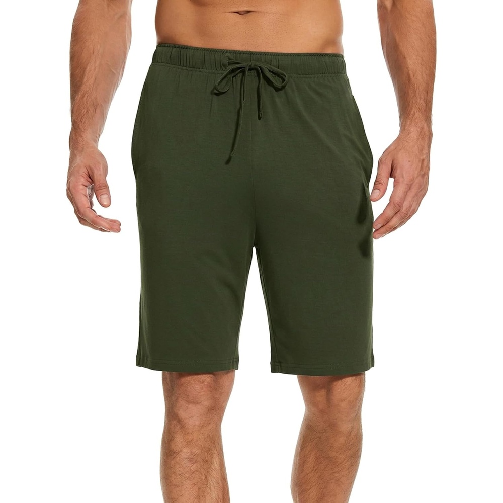 image:imageGYS Mens Bamboo Viscose Pajama Shorts Lightweight Summer Lounge ShortsArmy Green