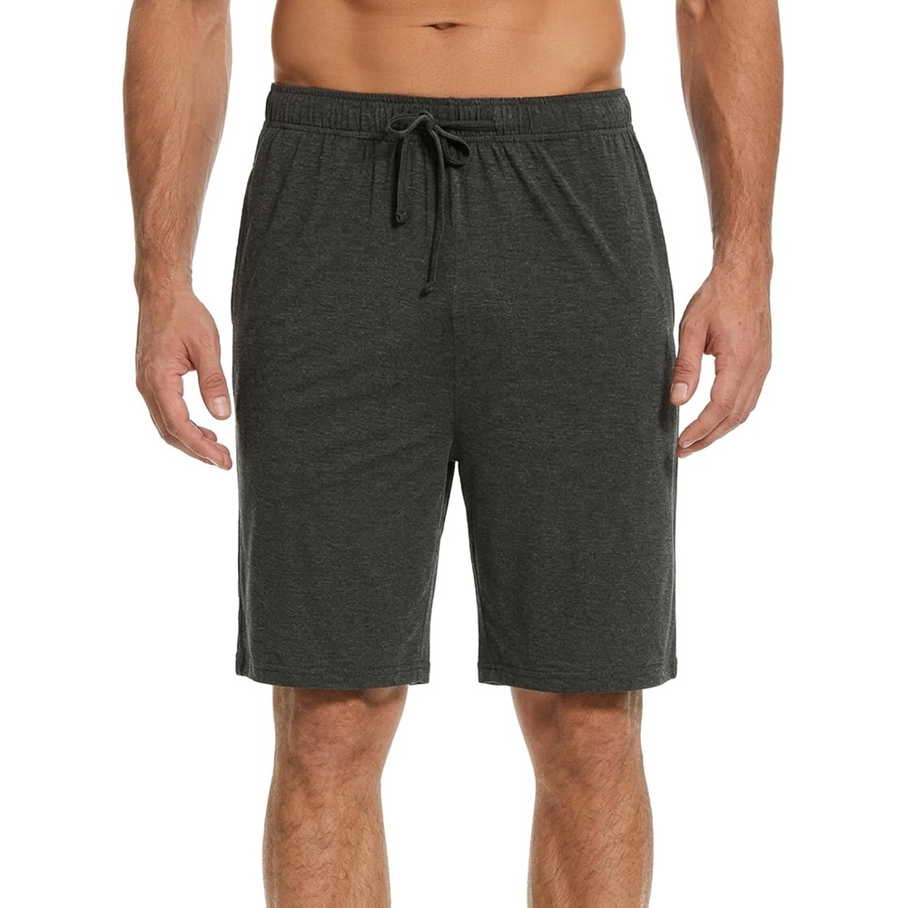 image:imageGYS Mens Bamboo Viscose Pajama Shorts Lightweight Summer Lounge ShortsDark Heather Grey