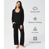 GYS 3 Piece Bamboo Viscose Pajamas for Women Set Buttery-soft Sleepwear Set(Black)