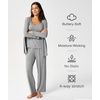 GYS 3 Piece Bamboo Viscose Pajamas for Women Set Buttery-soft Sleepwear Set(Heather Grey)