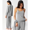 GYS 3 Piece Bamboo Viscose Pajamas for Women Set Buttery-soft Sleepwear Set(Heather Grey)
