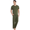 GYS Bamboo Viscose Men’s Pajama Sets, Short Sleeve Ultra-Soft PJs Set(Army Green)