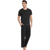GYS Bamboo Viscose Men’s Pajama Sets, Short Sleeve Ultra-Soft PJs Set(Black)