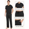 GYS Bamboo Viscose Men’s Pajama Sets, Short Sleeve Ultra-Soft PJs Set(Black)