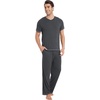 GYS Bamboo Viscose Men’s Pajama Sets, Short Sleeve Ultra-Soft PJs Set(Charcoal)