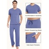 GYS Bamboo Viscose Men’s Pajama Sets, Short Sleeve Ultra-Soft PJs Set(Fog Blue)