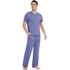 GYS Bamboo Viscose Men’s Pajama Sets, Short Sleeve Ultra-Soft PJs Set(Fog Blue)