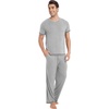 GYS Bamboo Viscose Men’s Pajama Sets, Short Sleeve Ultra-Soft PJs Set(Heather Grey)