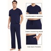 GYS Bamboo Viscose Men’s Pajama Sets, Short Sleeve Ultra-Soft PJs Set(Navy)