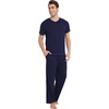 GYS Bamboo Viscose Men’s Pajama Sets, Short Sleeve Ultra-Soft PJs Set(Navy)