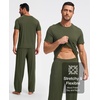 GYS Bamboo Viscose Men’s Pajama Sets, Soft Short Sleeve Loungewear Sets(Army Green)
