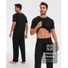 GYS Bamboo Viscose Men’s Pajama Sets, Soft Short Sleeve Loungewear Sets(Black)