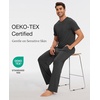 GYS Bamboo Viscose Men’s Pajama Sets, Soft Short Sleeve Loungewear Sets(Black Melange)
