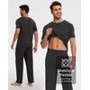 GYS Bamboo Viscose Men’s Pajama Sets, Soft Short Sleeve Loungewear Sets(Black Melange)