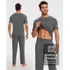 GYS Bamboo Viscose Men’s Pajama Sets, Soft Short Sleeve Loungewear Sets(Dark Heather Grey)