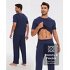 GYS Bamboo Viscose Men’s Pajama Sets, Soft Short Sleeve Loungewear Sets(Deep Blue)