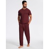 GYS Bamboo Viscose Men’s Pajama Sets, Soft Short Sleeve Loungewear Sets(Ficus Red)